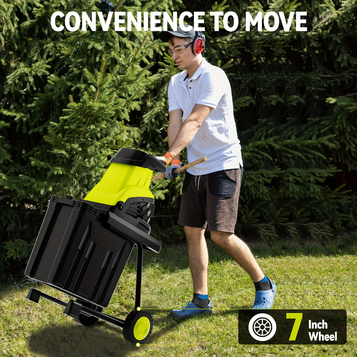 Wood Chipper, 1800W High Power Garden Branch Shredder, 15-Amp Electric Brushless Wood Chipper, Garden Tools With 10 Gallon Collecting Bin, Easy To Clean For Branches, Leaves And Yard Cleanup, Fathers Day Gift