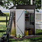 Nordivale Outdoor Trash Can Storage Shed - 2.6x5 Ft Metal Lockable Garbage Bin Enclosure With Chain Lid, Waterproof Small Shed For Trash Cans, Lawn Mower & Garden Tools - Perfect For Garden, Backyard, & Patio Use