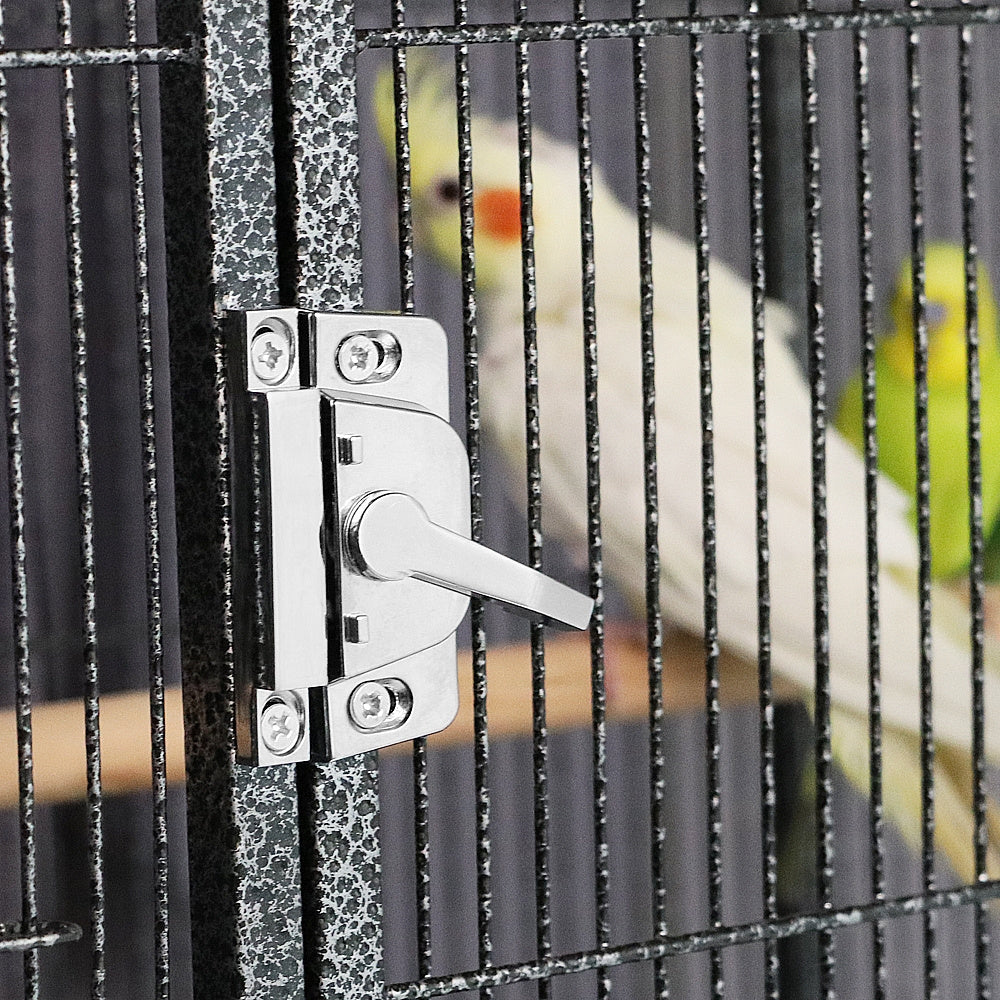 Costoffs 63"H Large Metal Cage Parrot Cage with Rolling Stand Detachable Pet Cage with Storage/Safe Bar Spacing/Slide-Out Tray/Starter Setup for Cockatiel Sun Parakeet Green Cheek Conure Lovebird, Black