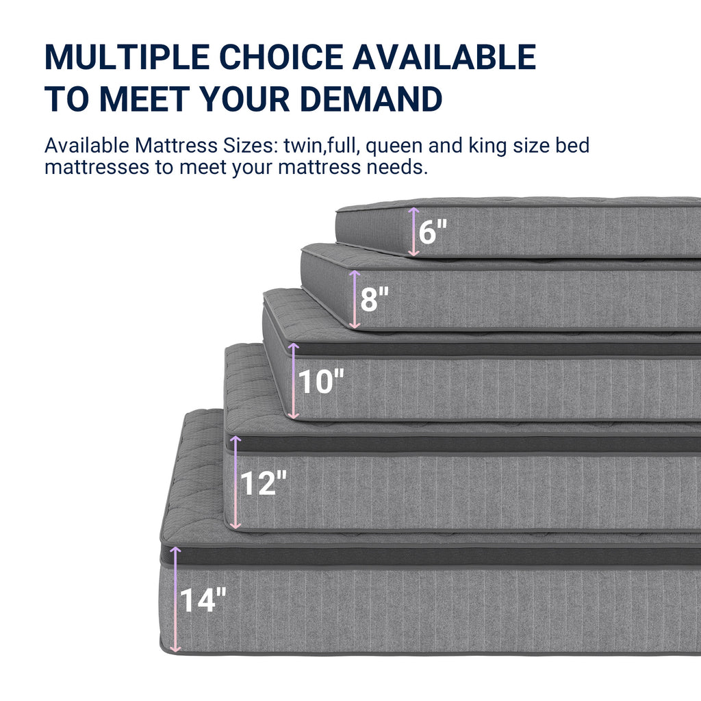 Avenco 6/8/10/12/14 inch Cooling Gel-Infused Memory Foam Mattress, Pocket Spring Hybrid Mattress,SmartS Coil, Pillow Top Design And Motion Isolation Christmas Gifts