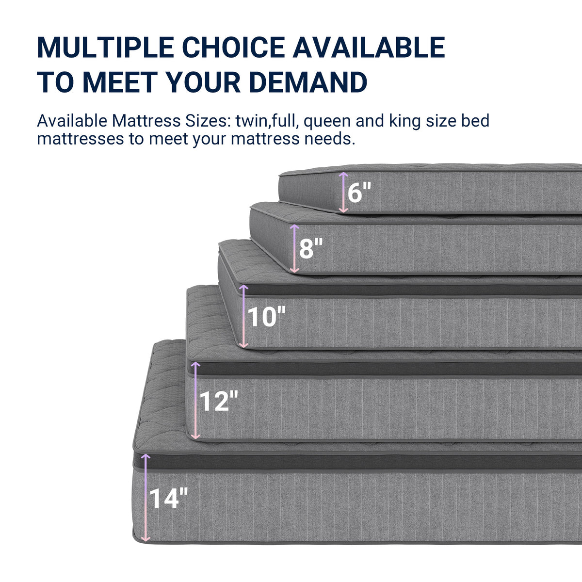 Avenco 6/8/10/12/14 inch Cooling Gel-Infused Memory Foam Mattress, Pocket Spring Hybrid Mattress,SmartS Coil, Pillow Top Design And Motion Isolation Christmas Gifts