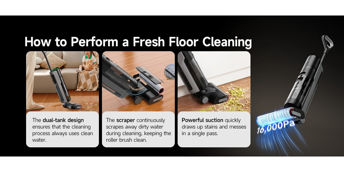 Refurbished Dreame H12 Pro Wet Dry Vacuum Cleaner, Hard Floor Vacuum and Mop Combo, Smart Mess Detection, Strong Suction for Wet & Dry Spills, 35-Min Runtime, 30.43oz Water Tank, Hot Air Self-Cleaning, Edge-to-Edge Corner Cleaning, Anti-Tangle Brush