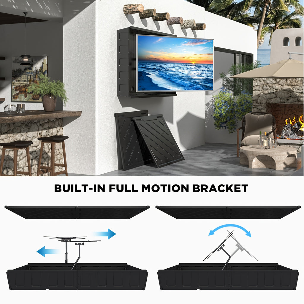 Outdoor TV Cover 55 Inch Weatherproof, Hard Outdoor TV Enclosure with Frosted Plastic, Adjustable TV Wall Mount Bracket Included(36-55inch)