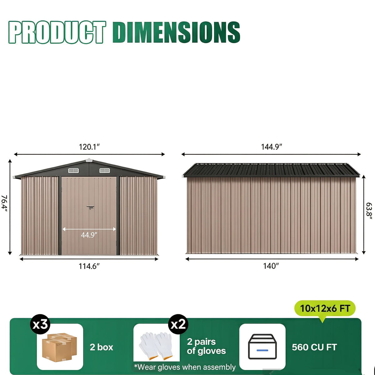 UMORLYRAE Outdoor Metal Storage Shed 6x4/8x6ft/10x8ft/10x12ft Garden Tool Shed Heavy Duty Utility Storage House with Optional Foundation for Backyard Patio Brown
